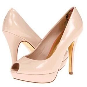 TED BAKER | Nude Pink Gold Platform Peep Toe Heels Pumps SVANA5 | Size 6